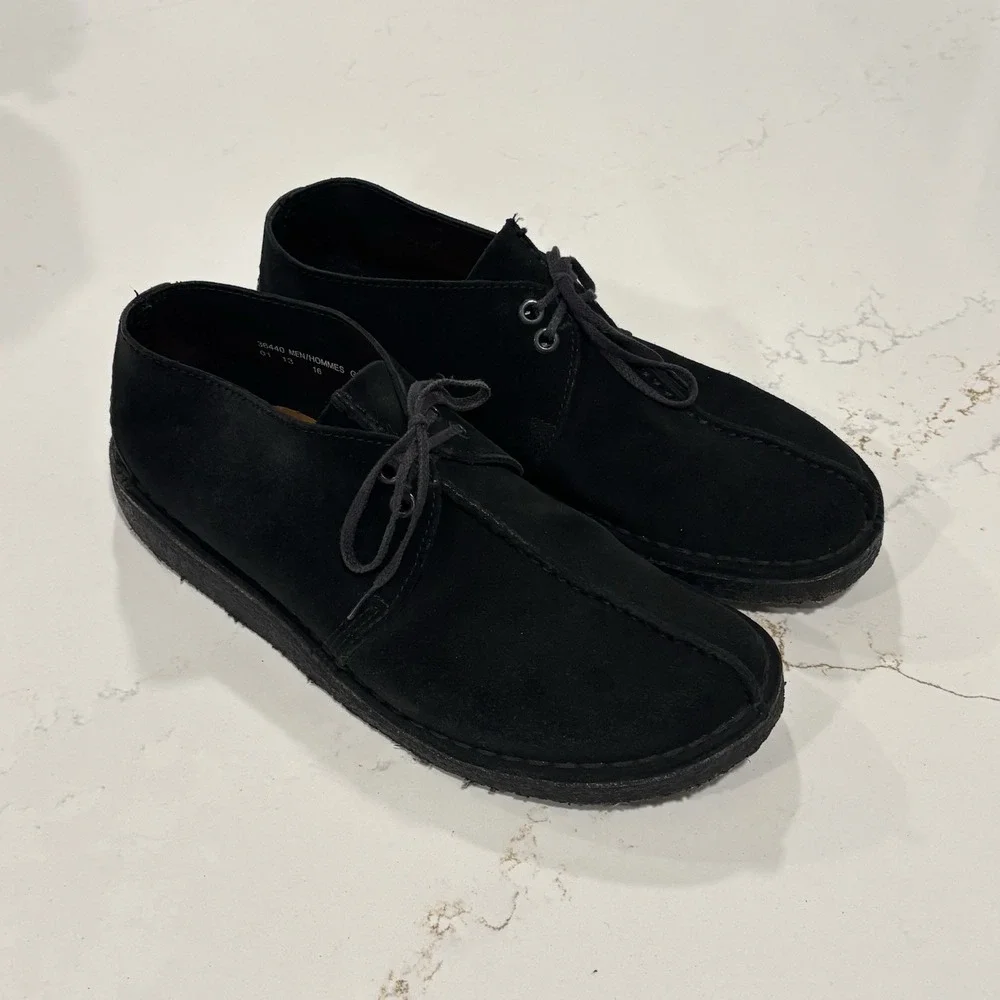 CLARKS Originals Men's 9.5 M Black Suede Desert Trek Oxford Lace Up